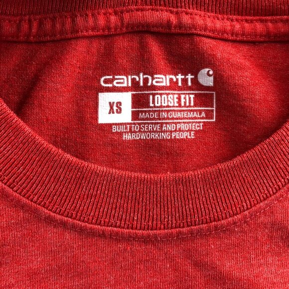 Carhartt Mens T-Shirt XS Short Sleeve Loose Fit Red Pocket Tee Classic Casual - Picture 3 of 11